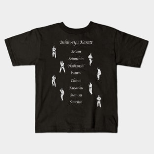 8 Kata of Isshinryu Karate with Illustrations (White Font) Kids T-Shirt